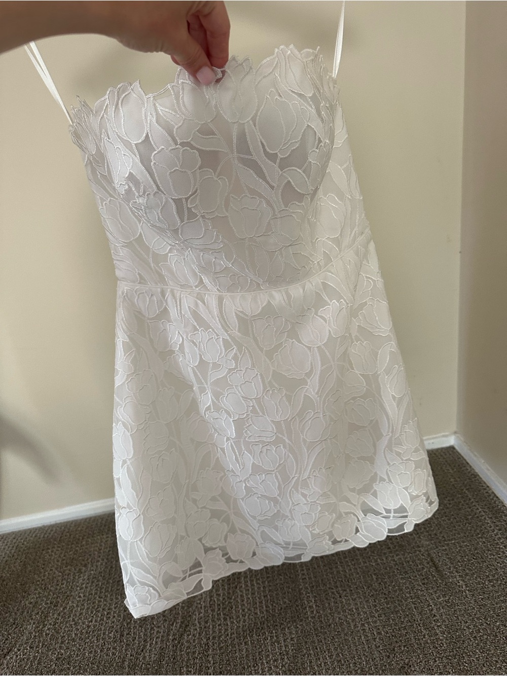 Jenny Yoo Strapless White Lace Mini Dress - Picture 9 of 9